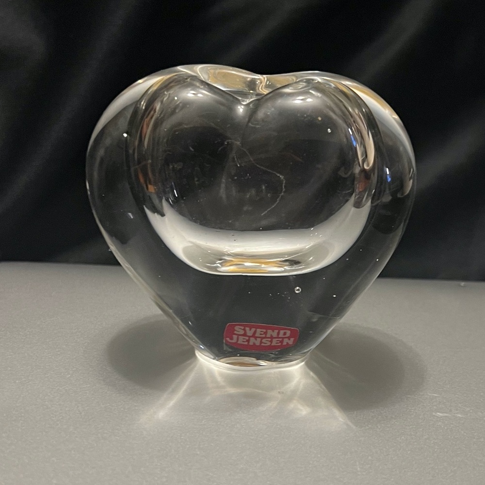 Svend Jensen Hand Blown Glass Crystal Heart shaped Bud Vase